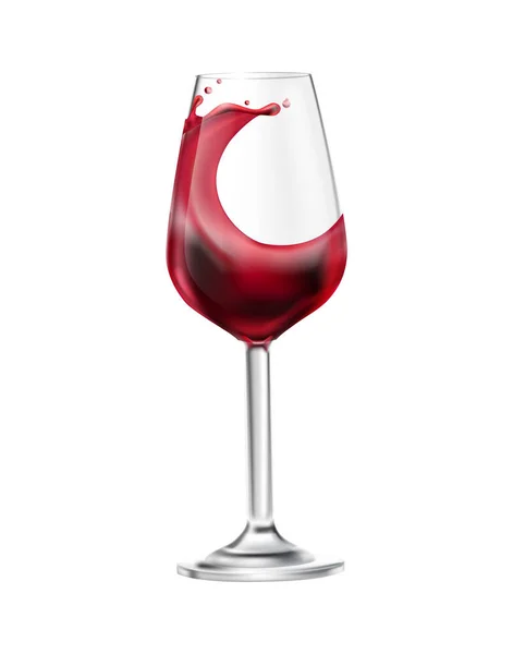 带有红酒飞溅矢量图解的现实葡萄酒杯 — 图库矢量图片
