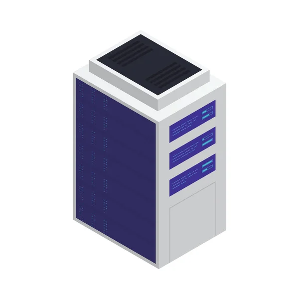 Isometrisches Symbol Für Cloud Office Datenspeicherung Mit Server Auf Weißem — Stockvektor