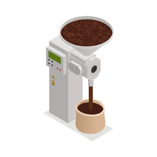 Kahve Endüstrisi Fabrika Öğütücüsü Vektör Illüstrasyonlu Izometrik Ikon — Stok Vektör