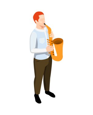 Trompet vektör illüstrasyonunu çalan Isome sokak sanatçısı