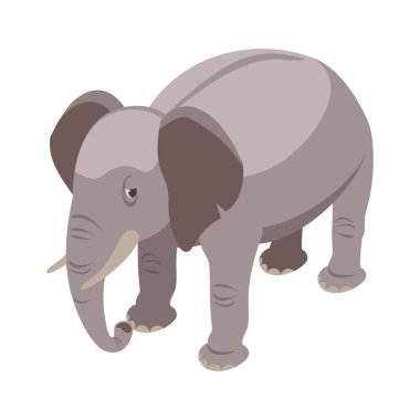 Isometric grey elephant on white background 3d vector illustration clipart
