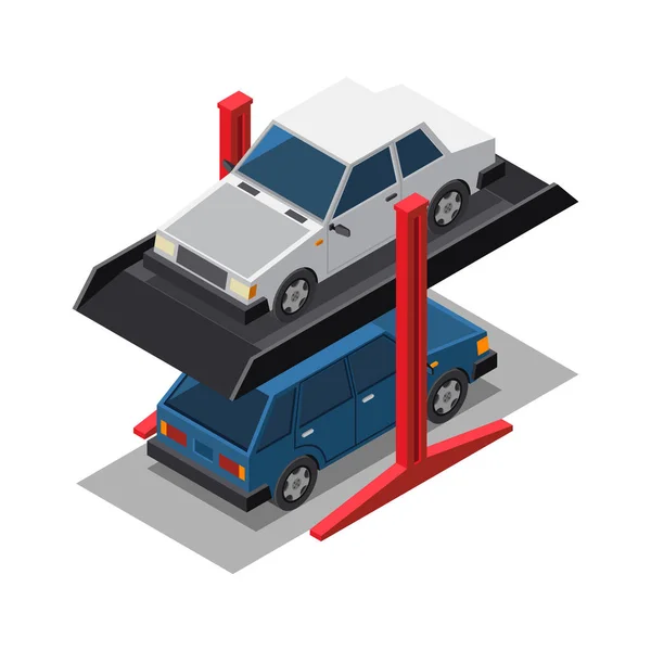 Zweistöckige Parkplatz Isometrisches Symbol Vektor Illustration — Stockvektor