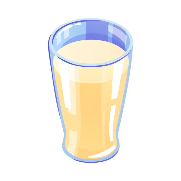 Glass Soy Milk Isometric Icon White Background Vector Illustration — Stock Vector