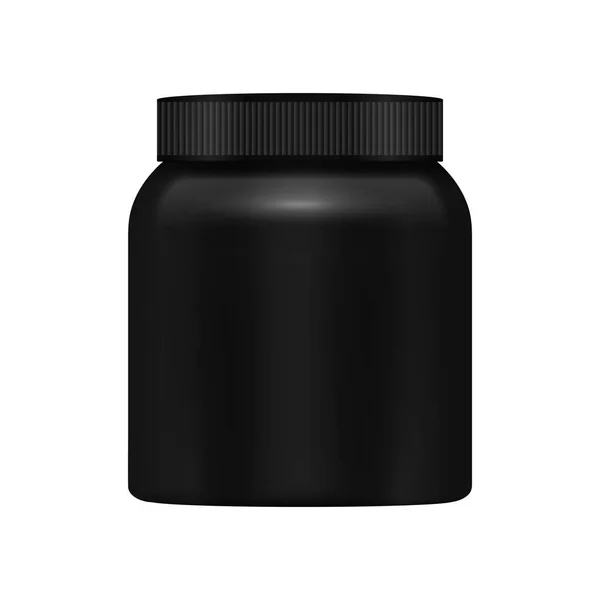 Realistický Prázdný Černý Sport Výživa Jar Vektor Ilustrace — Stockový vektor