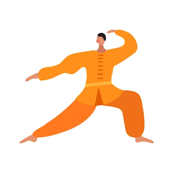 Homme Shu Combattant Sur Fond Blanc Illustration Vectorielle Plate — Image vectorielle