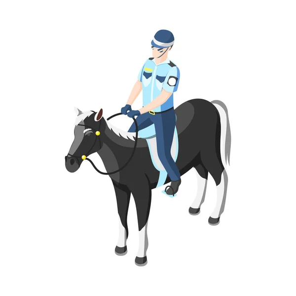 Oficial Policía Masculino Isométrico Caballo Vector Ilustración — Archivo Imágenes Vectoriales