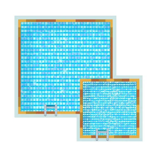 Medence Kék Vízzel Pezsgőfürdővel Felülnézet Lapos Vektor Illusztráció — Stock Vector