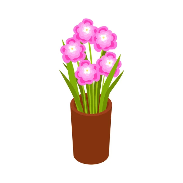 ポット等角アイコンベクトルイラストの花の花束 — ストックベクタ
