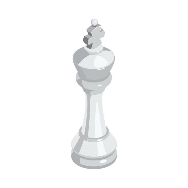 Weiß König Schachfigur Isometrische Ikone Vektor Illustration — Stockvektor