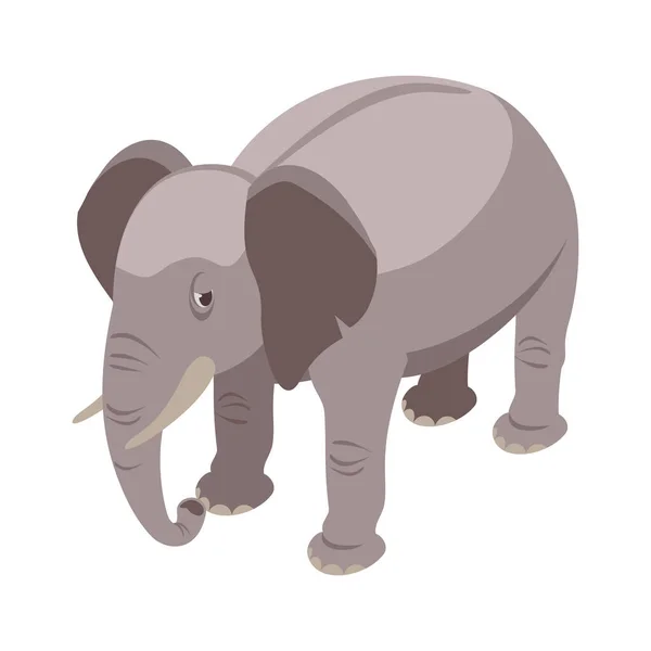 Elefante Grigio Isometrico Sfondo Bianco Illustrazione Vettoriale — Vettoriale Stock