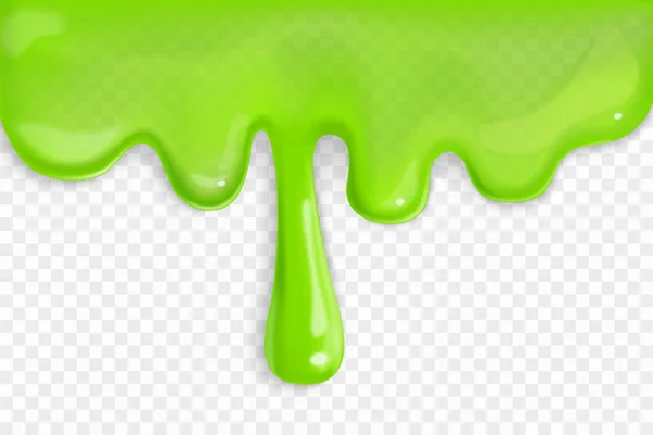Реалістичний Слайд Фон Зеленою Рідиною Желе Прозорому Фоні Векторні Ілюстрації — стоковий вектор