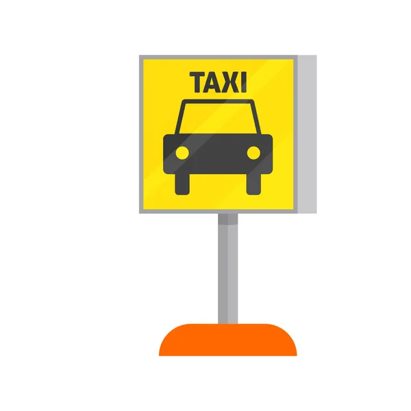Lapos Sárga Taxi Útjelző Vektor Illusztráció — Stock Vector