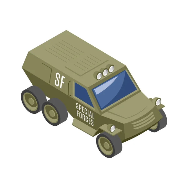 特殊部隊装甲軍用車両等角アイコン3Dベクトルイラスト — ストックベクタ