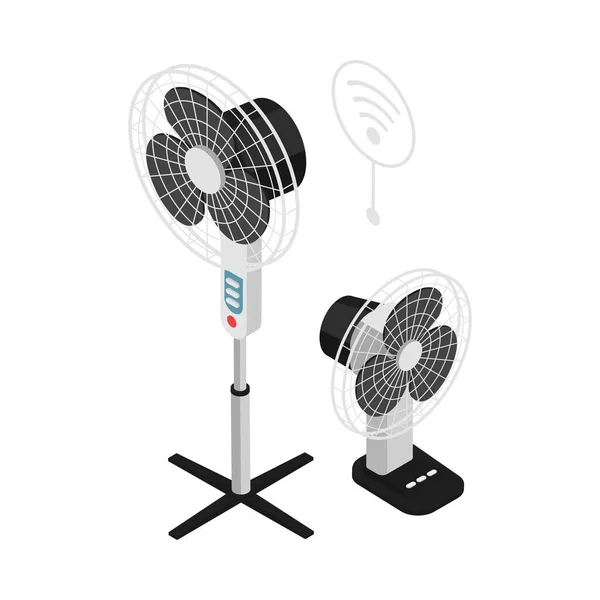 Smart Home Electric Fans Isometric Icon Vector Illustration — Stock Vector
