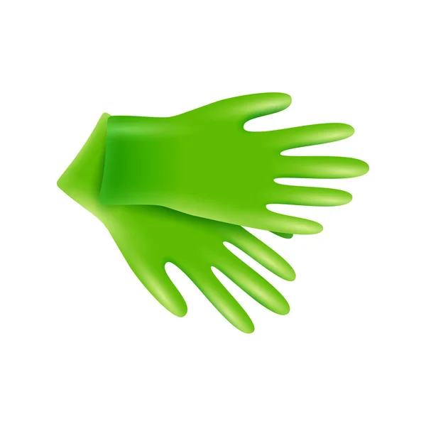 Realistische Groene Rubber Tuinieren Handschoenen Vector Illustratie — Stockvector