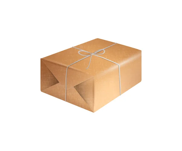 Realistic Wrapped Parcel Vector Illustration — Stock Vector