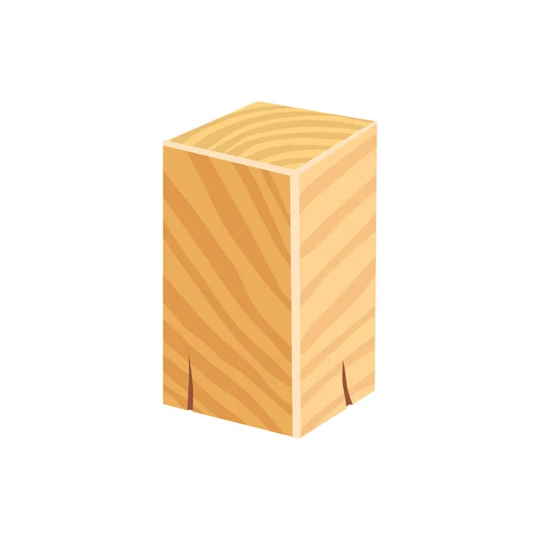 Holzindustrie Flache Ikone Mit Hölzernem Balkenstück Auf Weißem Hintergrund Vektorillustration — Stockvektor