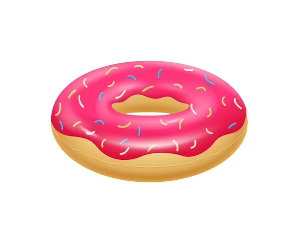 Realistic Inflatable Donut Ring White Background Vector Illustration — Stock Vector