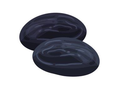 Beyaz arka plan düz vektör illüstrasyonunda iki kuru erik