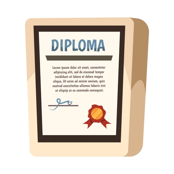 Sertifikat Diploma Dalam Ilustrasi Vektor Gaya Datar - Stok Vektor