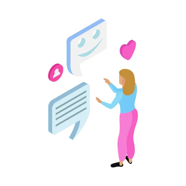 Εικονική Επικοινωνία Online Dating Έννοια Του Κοινωνικού Δικτύου Κορίτσι Καρδιά — Διανυσματικό Αρχείο