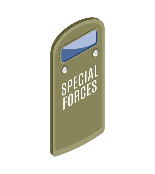 Forze Speciali Militari Scudo Icona Isometrica Vettoriale Illustrazione — Vettoriale Stock