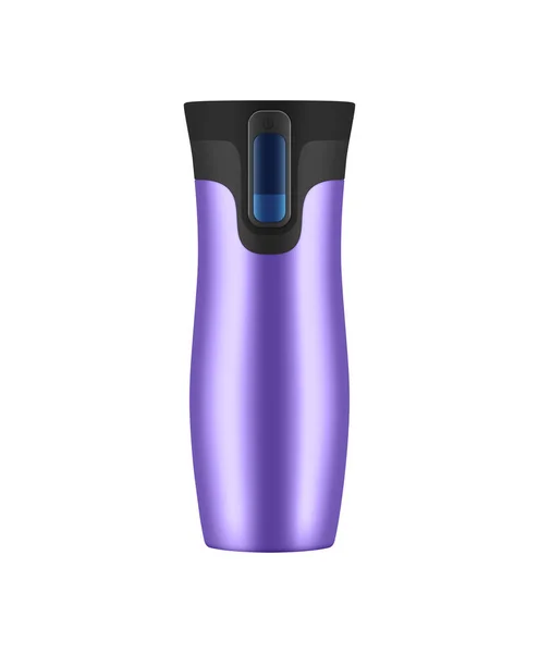 Moderne Violette Metall Thermosflasche Realistische Vektorillustration — Stockvektor