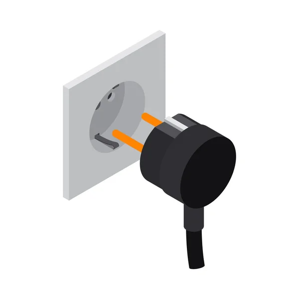 Tomada Elétrica Isométrica Com Plug Ícone Vetor Ilustração —  Vetores de Stock