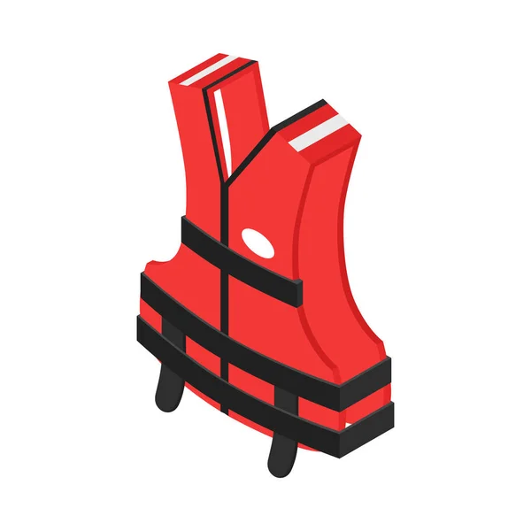 红色救生衣等距图标3D矢量插图 — 图库矢量图片