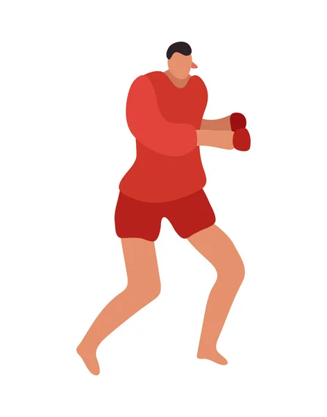 Flat Male Boxer Character Vector Illustration — Stock Vector