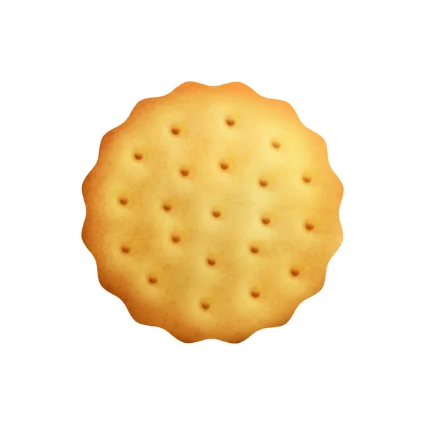 Sweet Cracker Cookie White Background Realistic Vector Illustration — Stock Vector