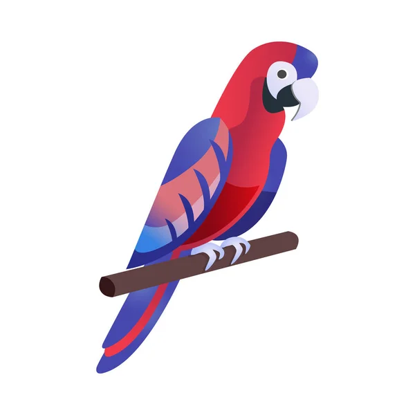 Krásný Barevný Papoušek Plochém Stylu Vektorové Ilustrace — Stockový vektor