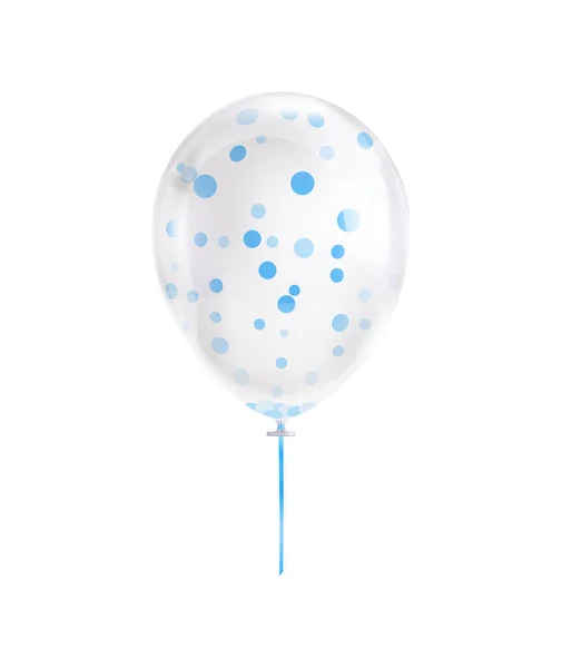 Balão Festa Branco Realista Com Manchas Azuis Ilustração Vetorial —  Vetores de Stock