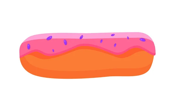 Eclair Berry Topping Flat Vector Illustration — Stock Vector