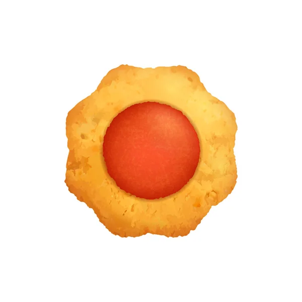 Realistic Wheat Cookie Orange Fruit Jam Filling Top View Vector — Stock Vector