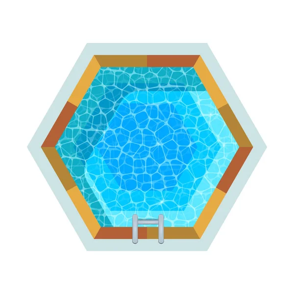 Hexagon Shaped Swimming Pool Top View Flat Vector Illustration — Stock Vector