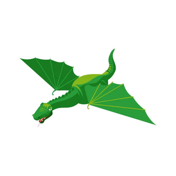 Grüne Fliegende Drachen Isometrische Vektor Illustration — Stockvektor