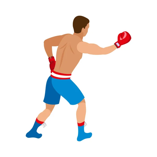 Vista Posterior Del Boxeador Masculino Isométrico Ilustración Del Vector Fondo — Archivo Imágenes Vectoriales