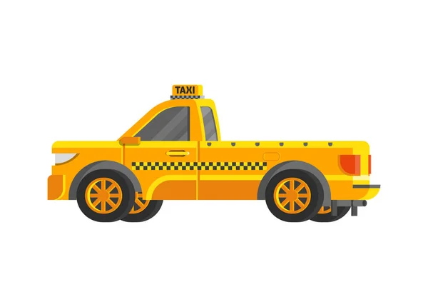 Giallo Pick Taxi Camion Sfondo Bianco Piatto Vettoriale Illustrazione — Vettoriale Stock