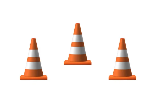 Traffic Road Cones White Background Realistic Isolated Vector Illustration — Stock Vector
