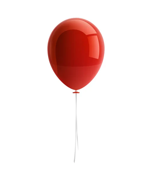 Realistiska Glänsande Röd Ballong Vit Bakgrund Vektor Illustration — Stock vektor
