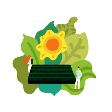 Düz stil vektör illüstrasyonunda ekolojik restorasyon doğa bakımı bileşimi