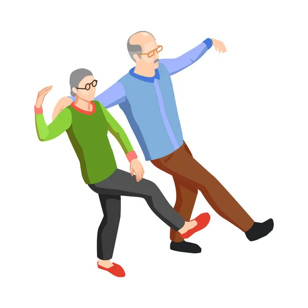 Isométricos Ancianos Pareja Bailando Juntos Vector Ilustración — Vector de stock
