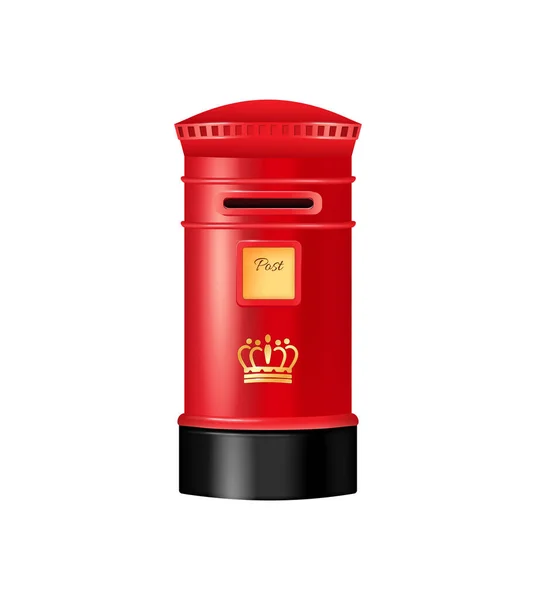 Ρεαλιστική Παραδοσιακή Βρετανική Εικονογράφηση Διάνυσμα Γραμματοκιβώτιο Κόκκινο Πυλώνα — Διανυσματικό Αρχείο