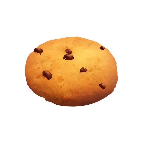 Realistiska Runda Choklad Chip Cookie Vektor Illustration — Stock vektor
