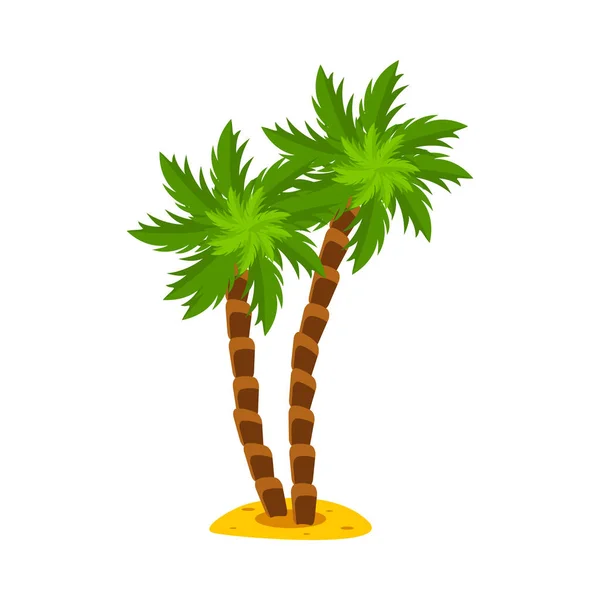 Green Palms Sandy Beach Flat Vector Illustration — Stock Vector