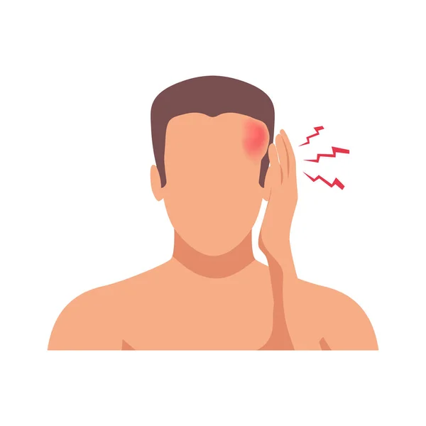 Man Painful Head Injury Flat Vector Illustration — Stock Vector