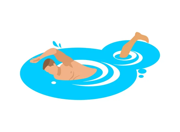 Outdoor Recreation Activity Isometric Icon Swimming Man Vector Illustration — Stock Vector