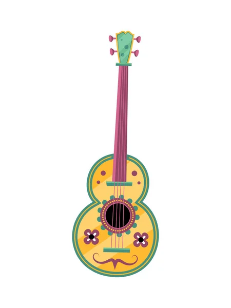 Guitarra Ukelele Colorido Con Ornamento Ilustración Vectorial Plana — Vector de stock