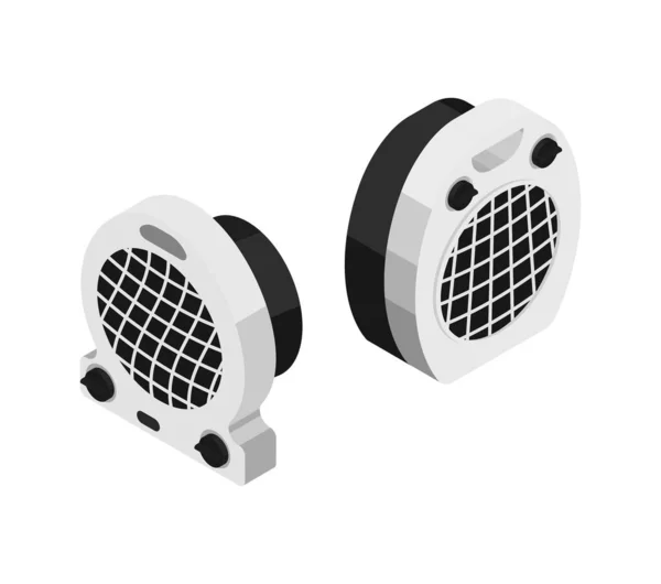 Petits Ventilateurs Électriques Icône Isométrique Sur Fond Blanc Illustration Vectorielle — Image vectorielle
